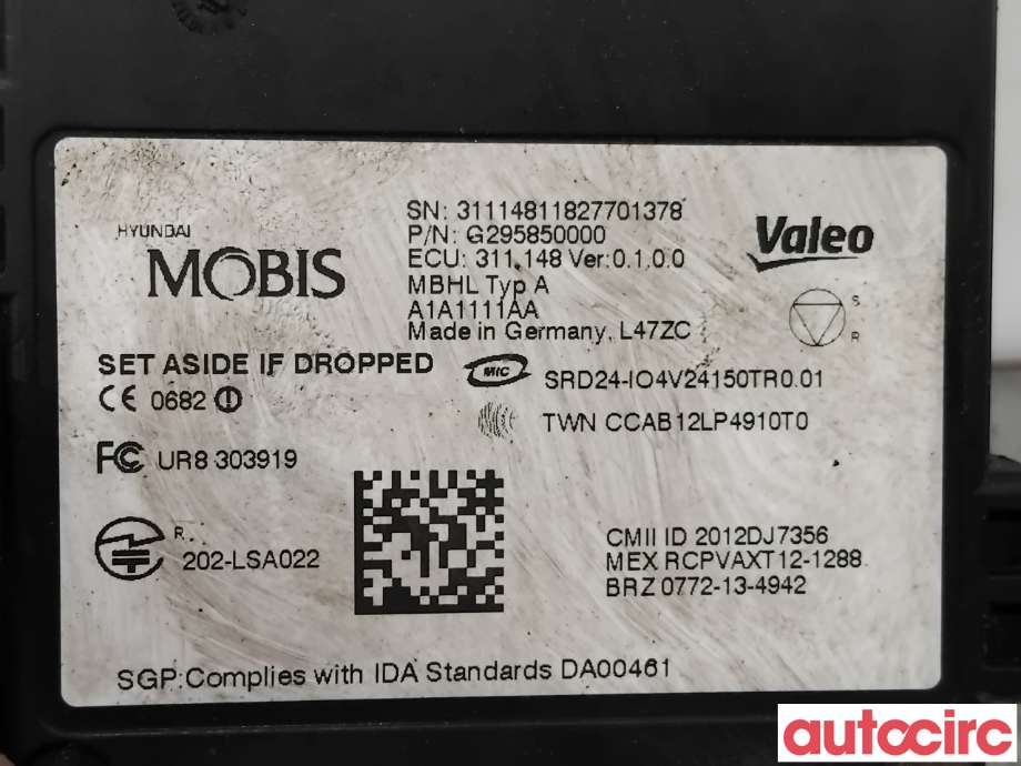 Sensor radar til Hyundai Ioniq Electric 2019-->> (Fase 2)  (HYUNDAI|95811G2000||G295850000)