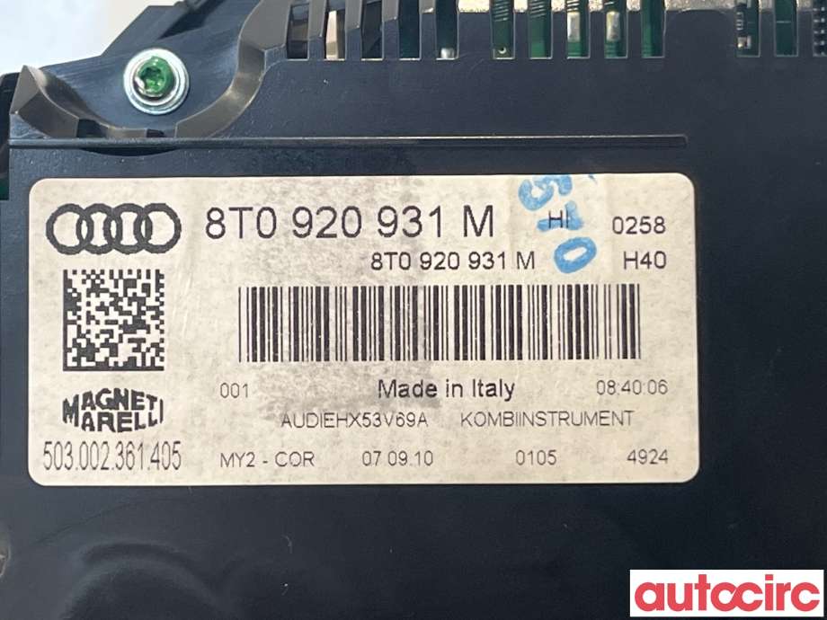 Instrumentpanel til Audi A5 2007-2016 (Type I)  (AUDI|8T0920931M)