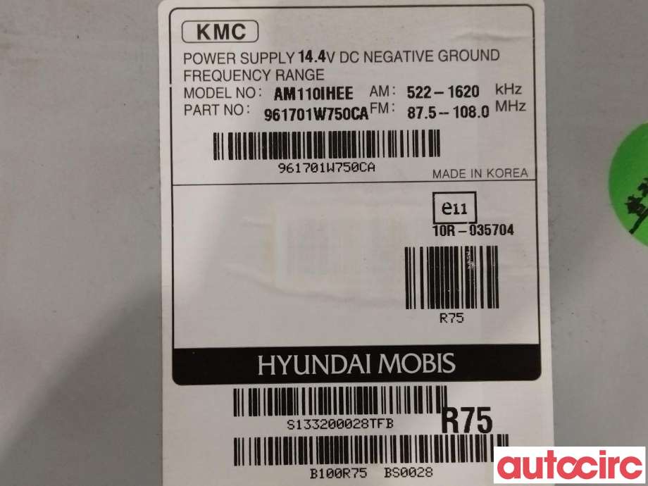 Bilstereo til Kia Rio 2011-2017 Type III  (KIA|961701W750CA)