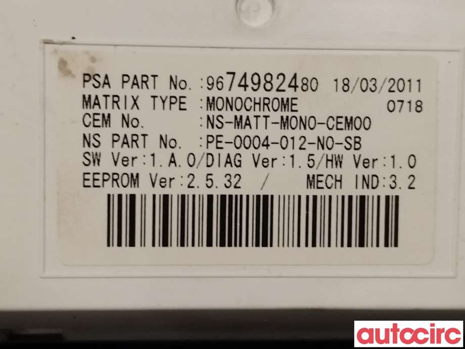 Instrumentpanel til Peugeot 3008 2009-2016 (Type I)  (PEUGEOT|9666626080|6103Y4|9676464480)