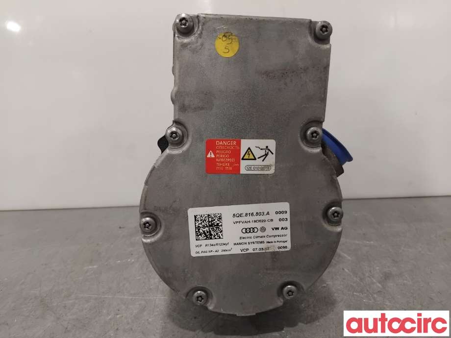 Aircondition kompressor til VW e-Golf 2017-2020 (Fase 2)  (VOLKSWAGEN|5QE816803A|VPFVAH-19D629-CB|5QE816803K)