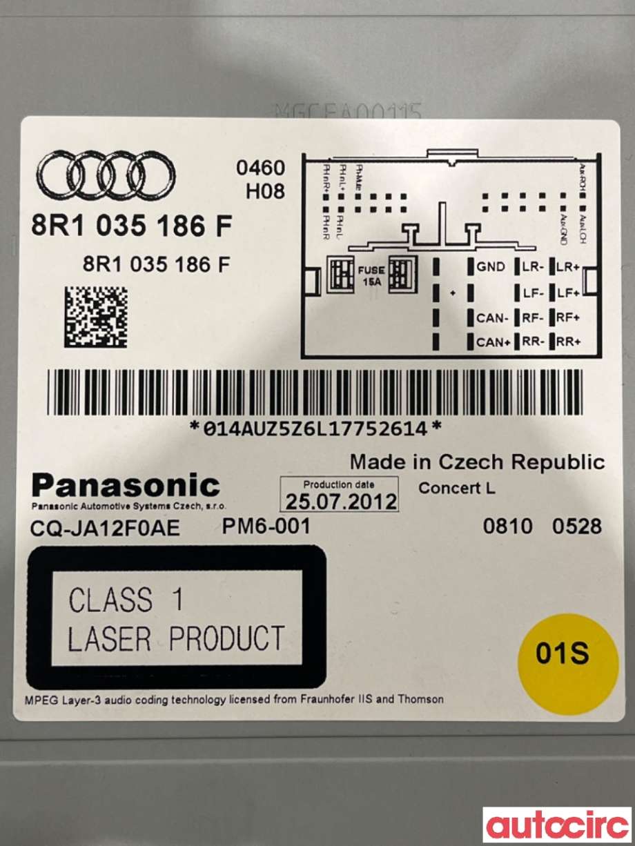 Bilstereo til Audi A4 2007-2014 (Type IV) (B8) (B8) (AUDI|8R1057186FX||6R1035186F)