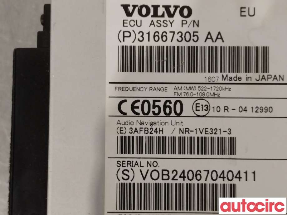 Bilstereo navigasjon til Volvo XC60 2014-2017 (Type I, Fase 2) (VOLVO|36050657|NR-1VE321-3|31433368)