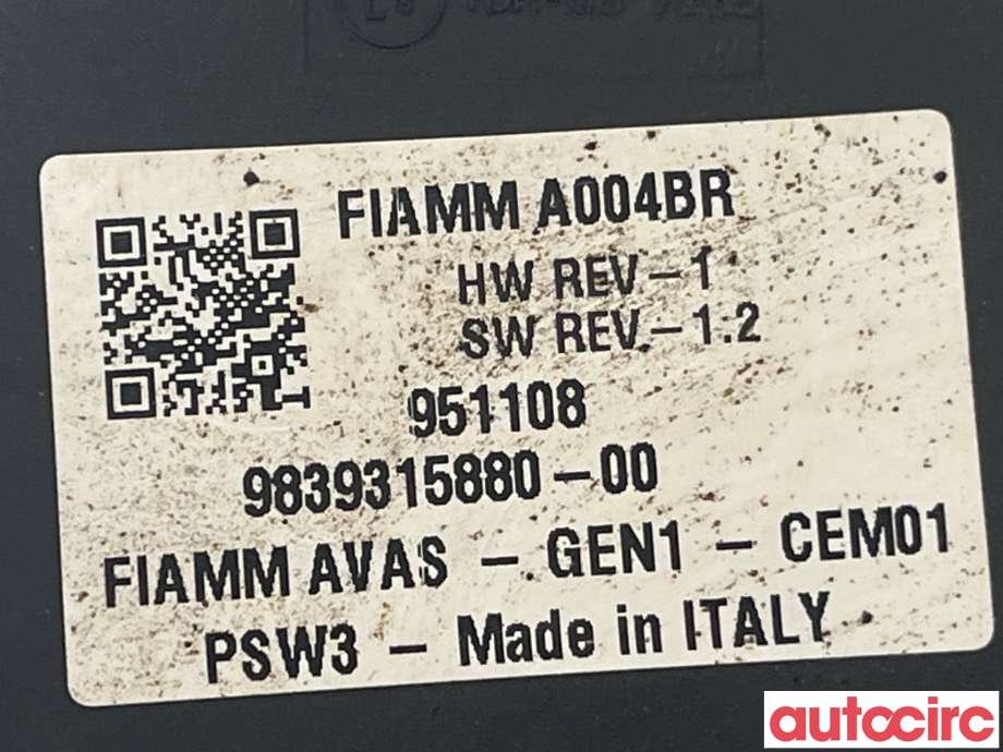 Høyttaler motorlyd, AVAS (Acoustic Vehicle Alerting System) til Peugeot 308 2021-->> (Type III)  (PEUGEOT|9839315880|)