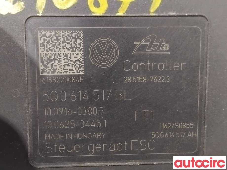 ABS sentral til VW e-Golf 2014-2017 (Fase 1)  (VOLKSWAGEN|5Q0614517DB|100916-03803|5Q0614517BL)
