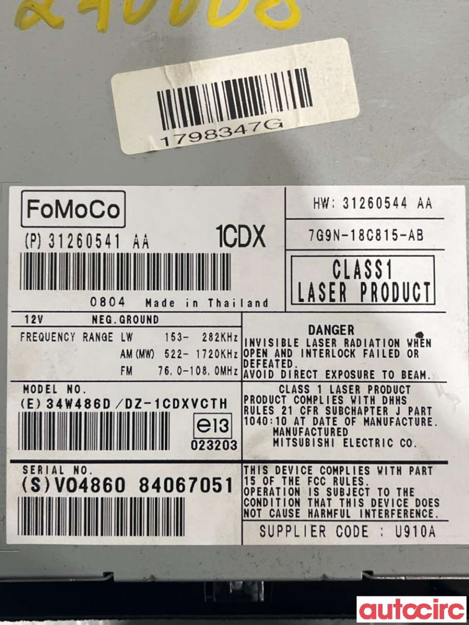 Bilstereo til Volvo V70 2007-2013 (Type III, Fase 1)  (VOLVO|36050929|DZ-1CDXVCTH|31260544)