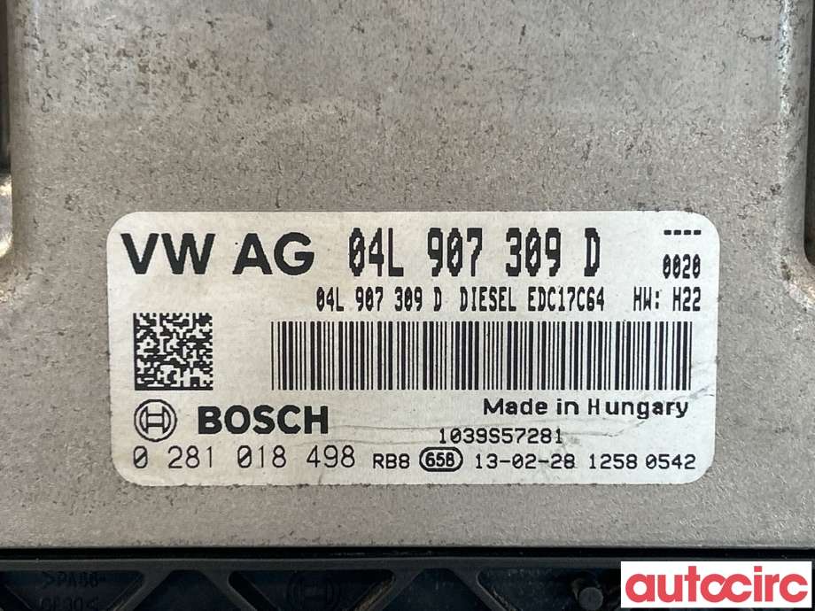 Styreenhet motor til Audi A3 2012-2016 (Type III, Fase 1)  (AUDI|04L906021EA|0281018498|04L907309D)