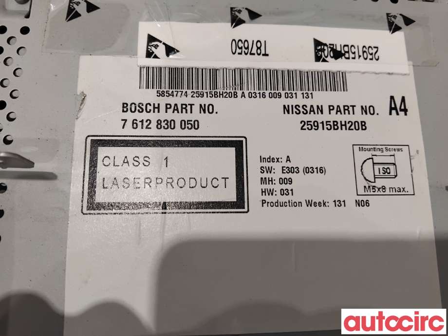 Bilstereo navigasjon til Nissan Juke 2010-2014 (Fase 1)  (NISSAN|25915BH20B|7612830050)