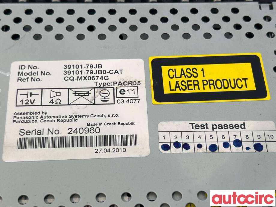 Bilstereo til Suzuki SX4 2009-2013 (Type I, Fase 2) (SUZUKI|3910179JB0CAT|3910179JB0)