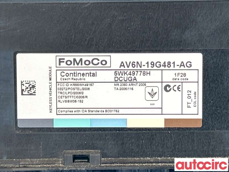 Styreenhet nøkkelfri/keyless til Ford Focus 2011-2014 (Type III, Fase 1)  (FORD|AV6N-19G481-AM|1829420|AV6N-19G481-AG)