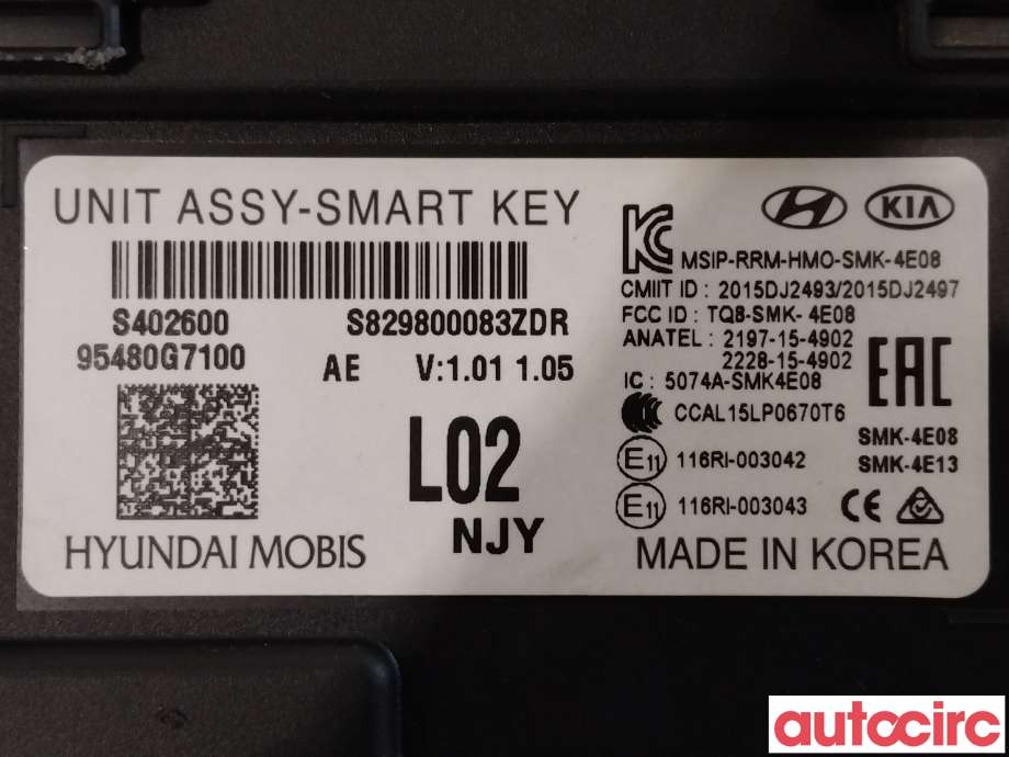 Styreenhet nøkkelfri/keyless til Hyundai Ioniq Electric 2019-->> (Fase 2)  (HYUNDAI|95480G7100|)