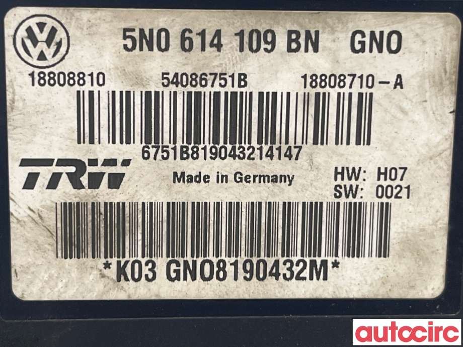 ABS sentral til VW Tiguan 2011-2016 (Type I, Fase 2)  (VOLKSWAGEN|5N0614109BN|54086751B|5N0614109CN)