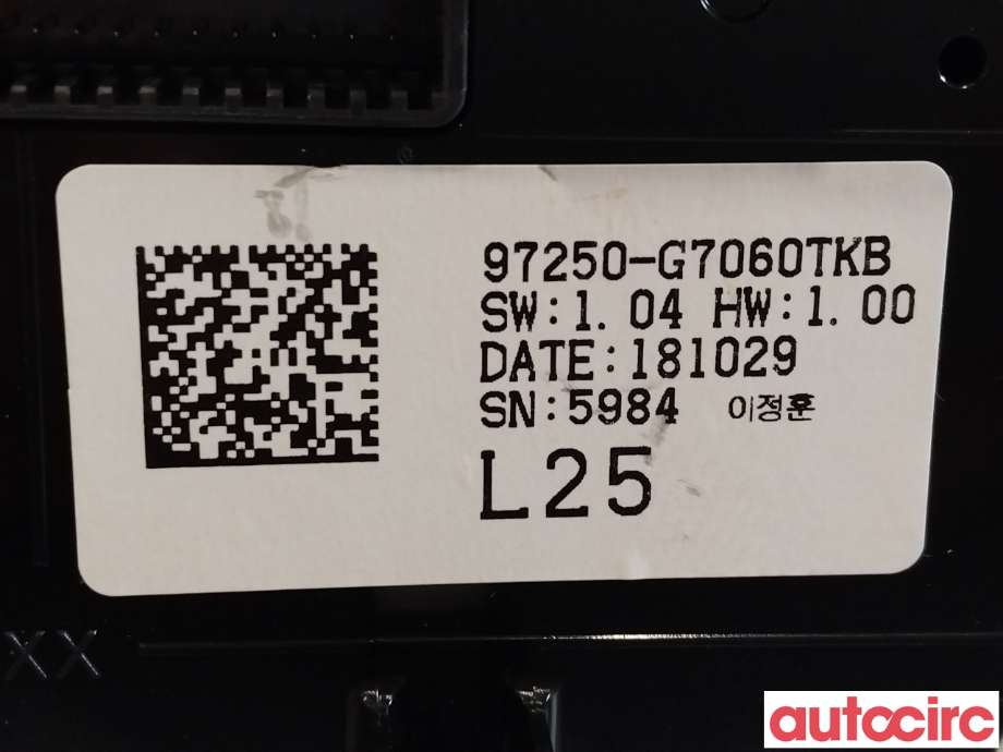 Varmeapparat betjening til Hyundai Ioniq Electric 2019-->> (Fase 2) (HYUNDAI|97250G7060TKB||97250-G7060TKB)