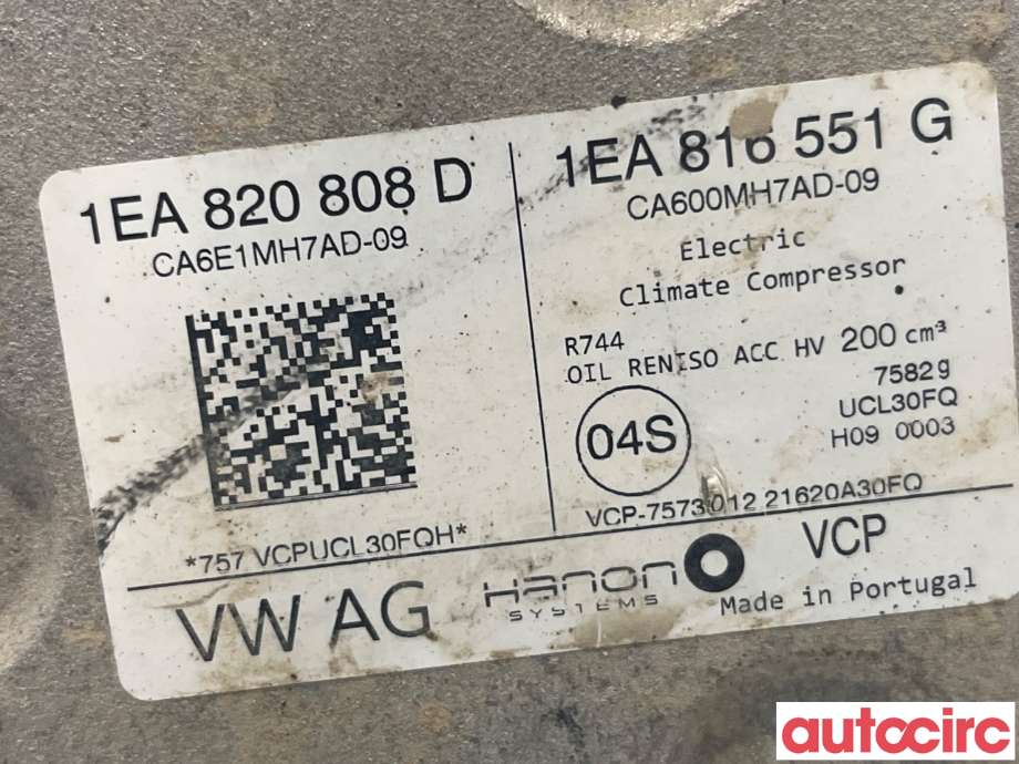 Aircondition kompressor til Škoda Enyaq 2021-->>  (SKODA|1EA820808D)