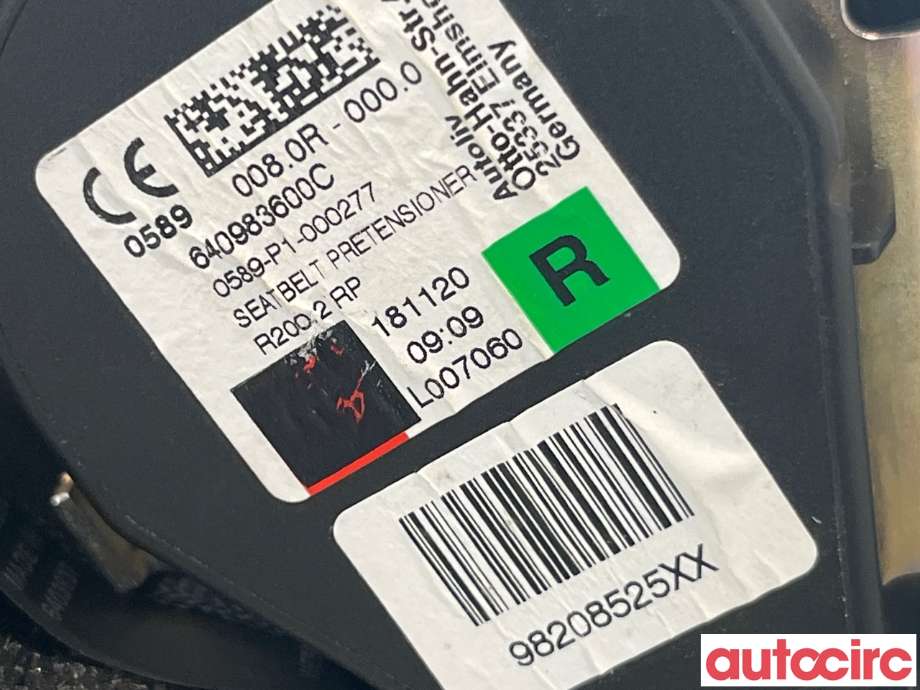 Sikkerhetsbelte foran høyre til Peugeot 2008 2019-->> (Type II)  (PEUGEOT|98208525XX)