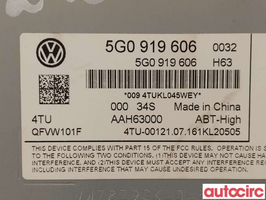 Instrument diverse til VW e-Golf 2014-2017 (Fase 1)  (VOLKSWAGEN|5G0919606|QFVW101F)