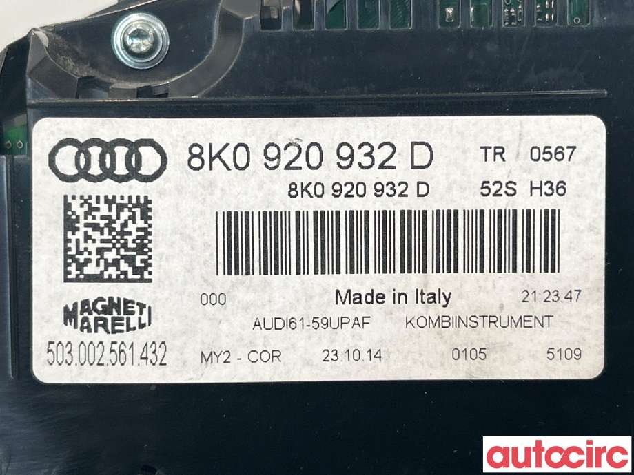 Instrumentpanel til Audi A4 2007-2014 (Type IV) (B8) (B8) (AUDI|8K0920932D)