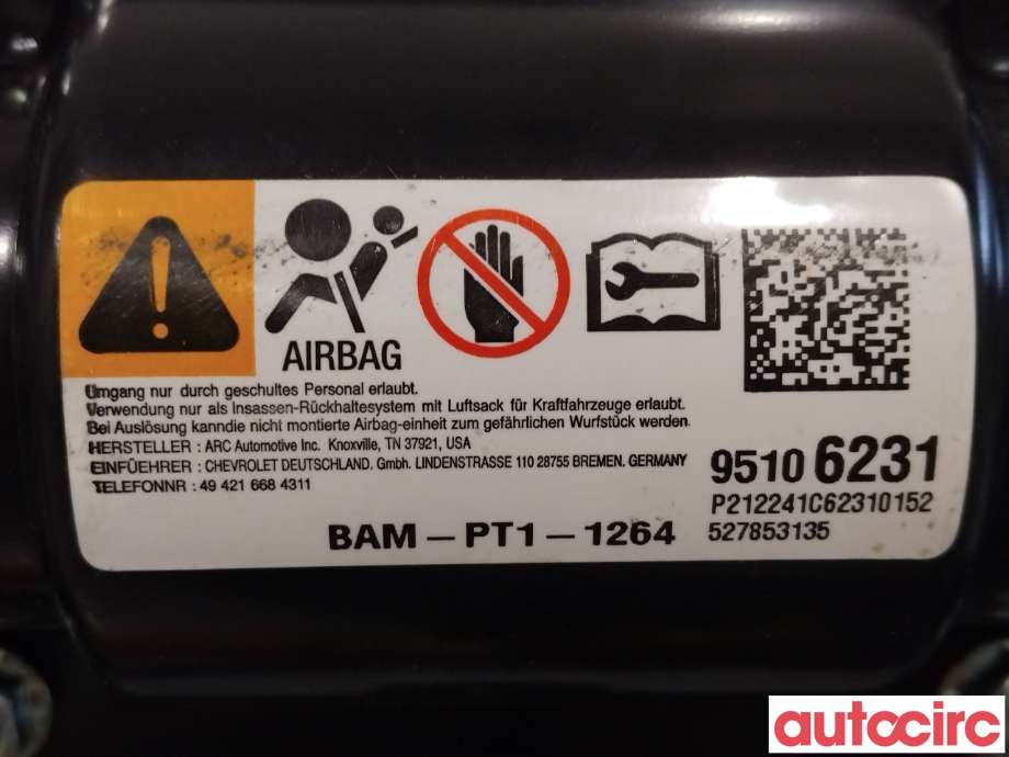 Airbag passasjer til Opel Mokka 2012-2016 (Type I, Fase 1)  (OPEL|42647097||95106231)