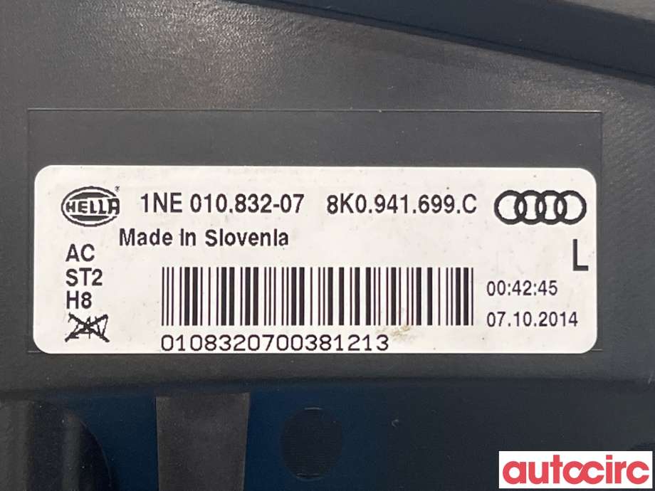 Tåkelykt venstre foran til Audi A4 2007-2014 (Type IV) (B8) (B8) (AUDI|8K0941699C|)