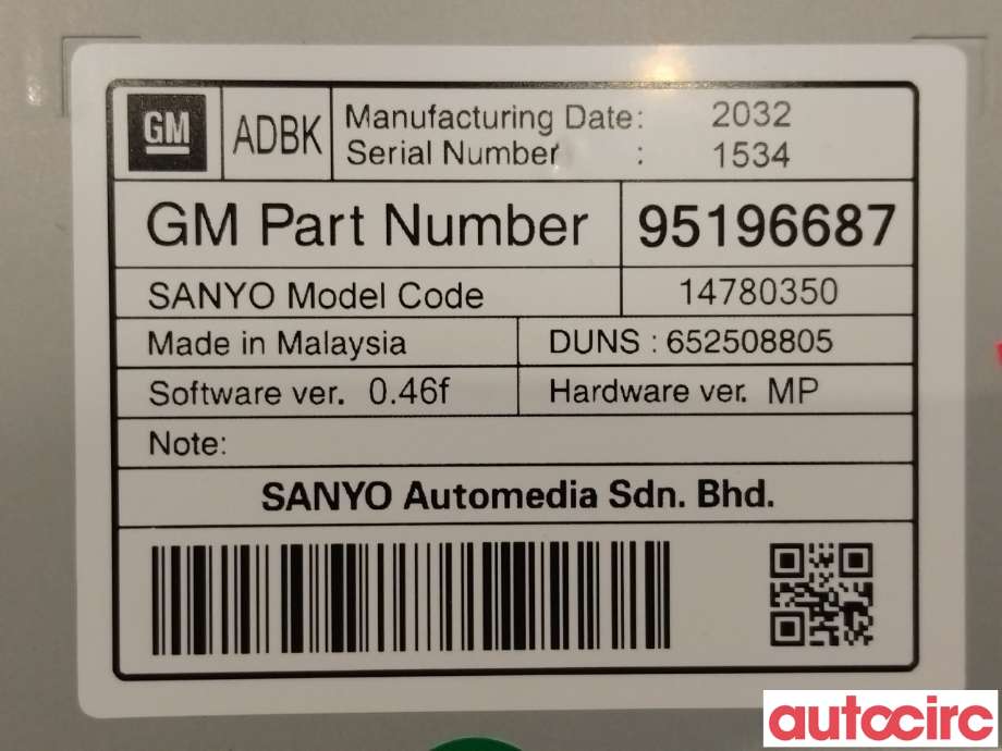 Multimedia display (MCU - Media Controller Unit) til Opel Mokka 2012-2016 (Type I, Fase 1)  (OPEL|42507400||95196687)