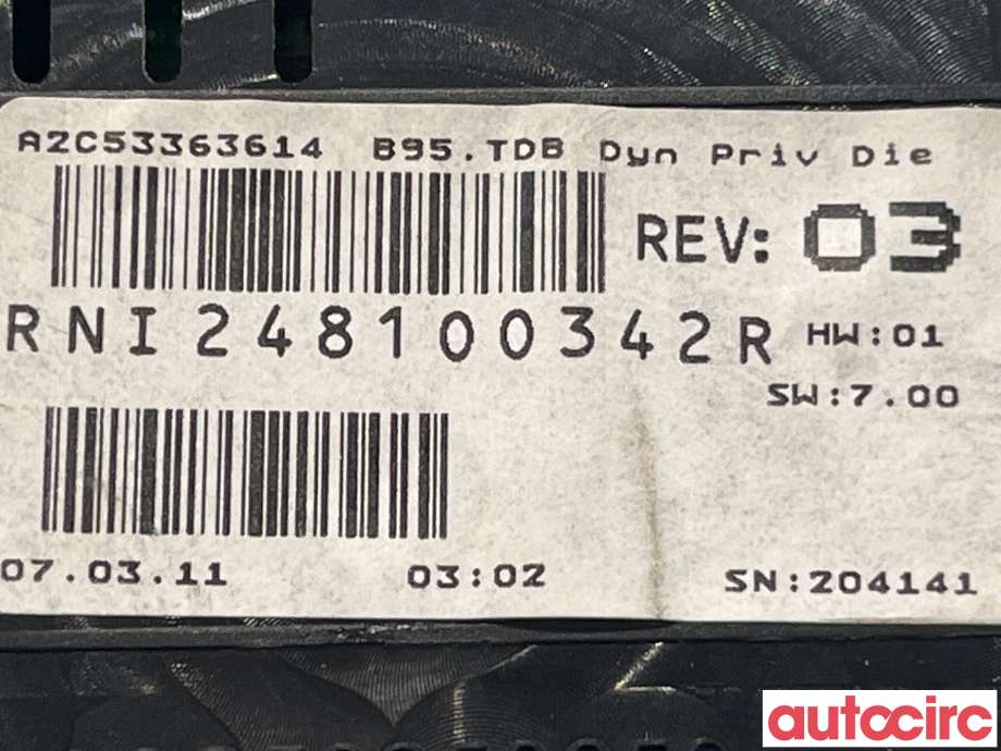 Instrumentpanel til Renault Megane 2009-2016 Type III  (RENAULT|248100342R)