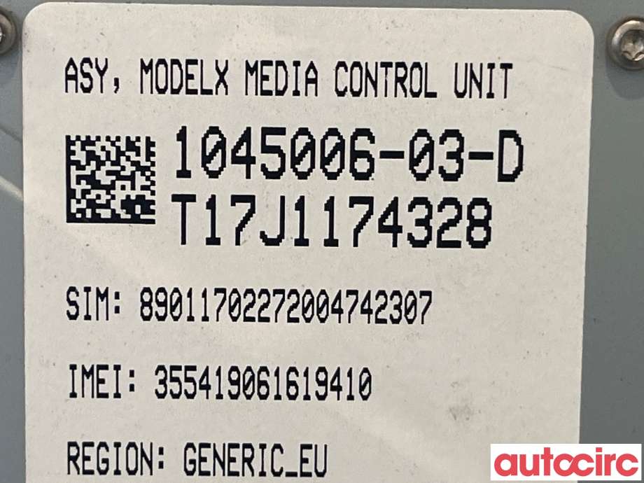 Multimedia display (MCU - Media Controller Unit) til Tesla Model S 2016-2021 (Fase 2)  (TESLA|1451809-S3-J|1045006-03-D)