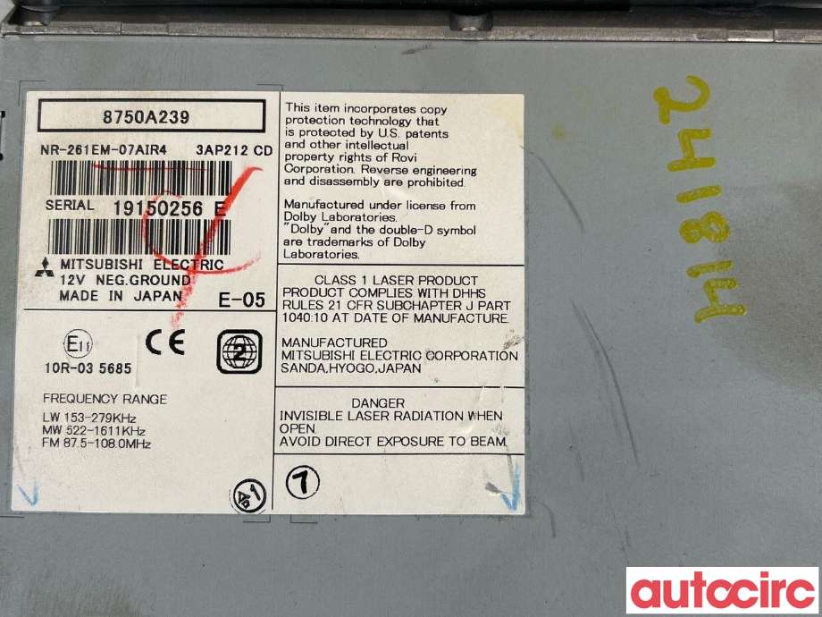 Bilstereo til Mitsubishi Outlander 2010-2012 (Type II, Fase 2)  (MITSUBISHI|8750A239)