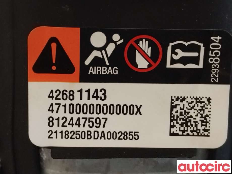 Airbag rattpute til Opel Ampera-e 2017-->> (Type II)  (OPEL|42620605||42681143)