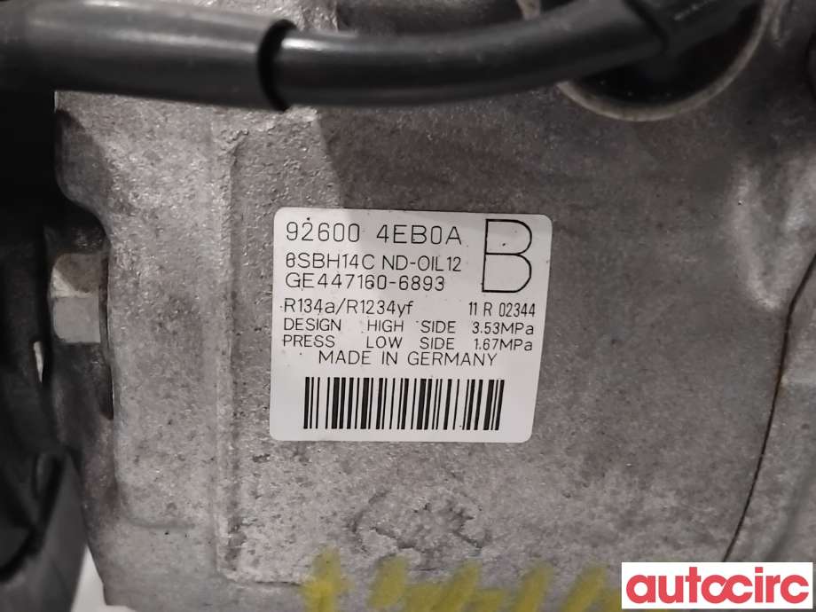 Aircondition kompressor til Nissan Qashqai 2014-2021 (Type II)  (NISSAN|926004EB0A|447160-6893)