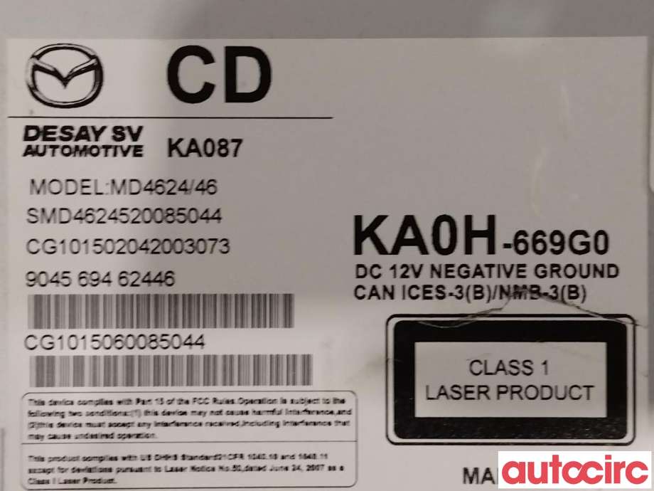 Multimedia display (MCU - Media Controller Unit) til Mazda CX-5 2012-2017 (Type I)  (MAZDA|KA0T-61-1J0B||KA0H-669G0)