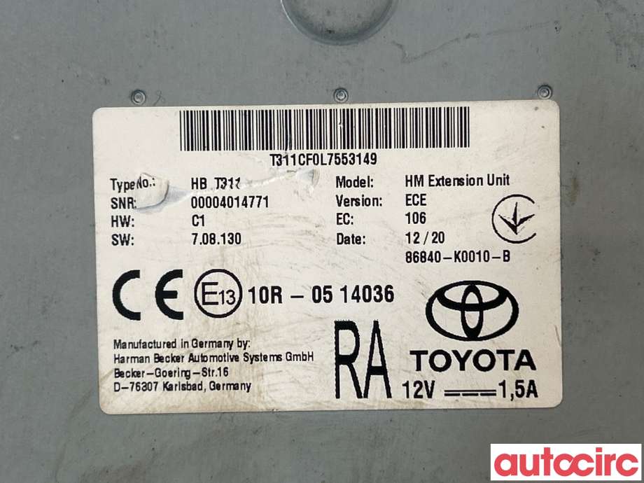 Styreenhet diverse til Toyota RAV4 2019-->> (Type V)  (TOYOTA|86840K0010|86840K0010-B)