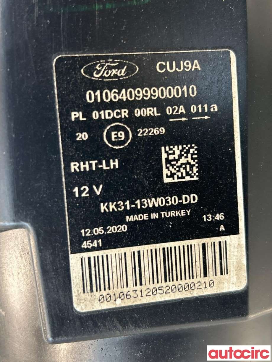Frontlykt venstre halogen til Ford Transit Courier 2018-2023 (Type I, Fase 2)  (FORD|2382914|KK31-13W030-DD)
