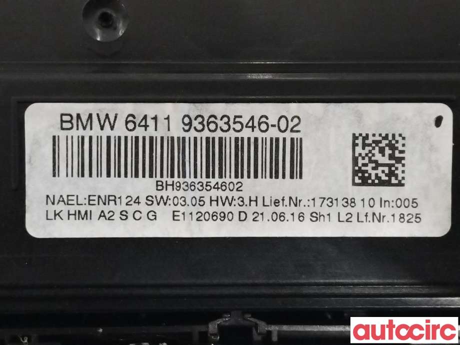 Varmeapparat betjening til BMW 3-Serie 2012-2018 (F30/F31/F34) (F30/F31/F34) (BMW|64119363546|)