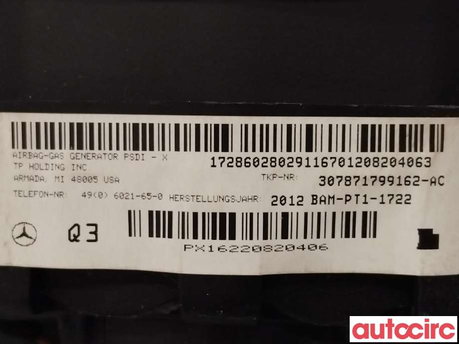 Airbag rattpute til Mercedes C-Klasse 2011-2014 (Fase 2) (W204) (W204) (MERCEDES|A0008605903||307871799162-AC)