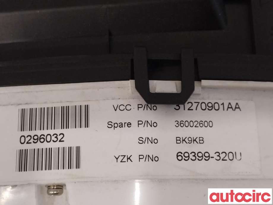 Instrumentpanel til Volvo XC60 2008-2013 (Type I, Fase 1)  (VOLVO|36002600|69399-320U|)