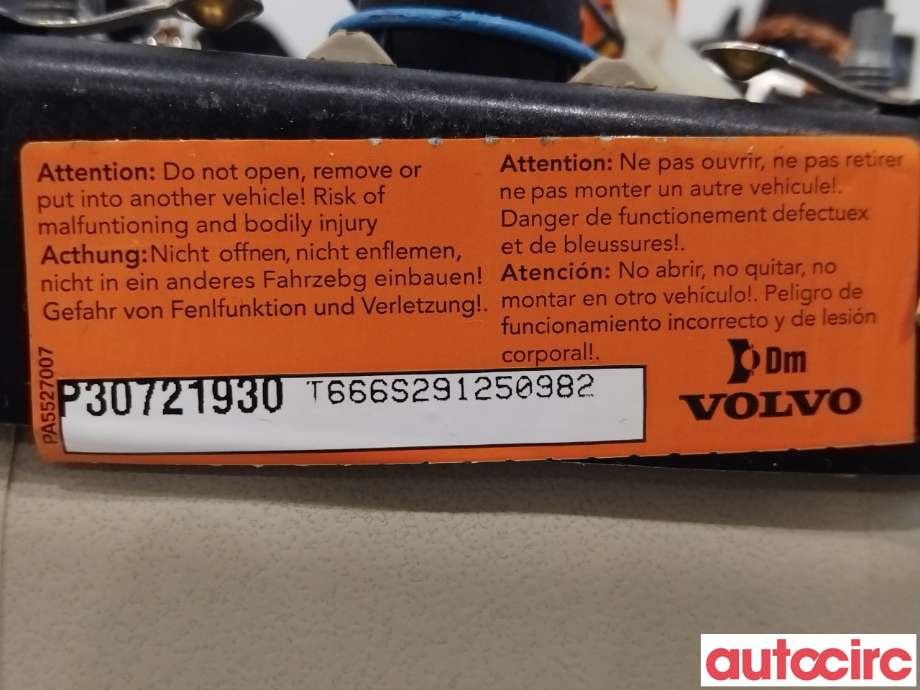 Airbag rattpute til Volvo XC60 2008-2013 (Type I, Fase 1)  (VOLVO|31332821||30721930)