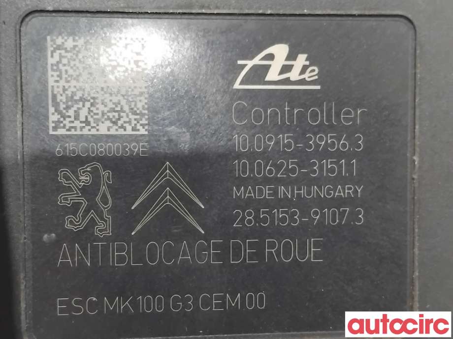 ABS sentral til Peugeot 2008 2013-2019 (Type I) (PEUGEOT|1616773280|100915-39563|1617387780)