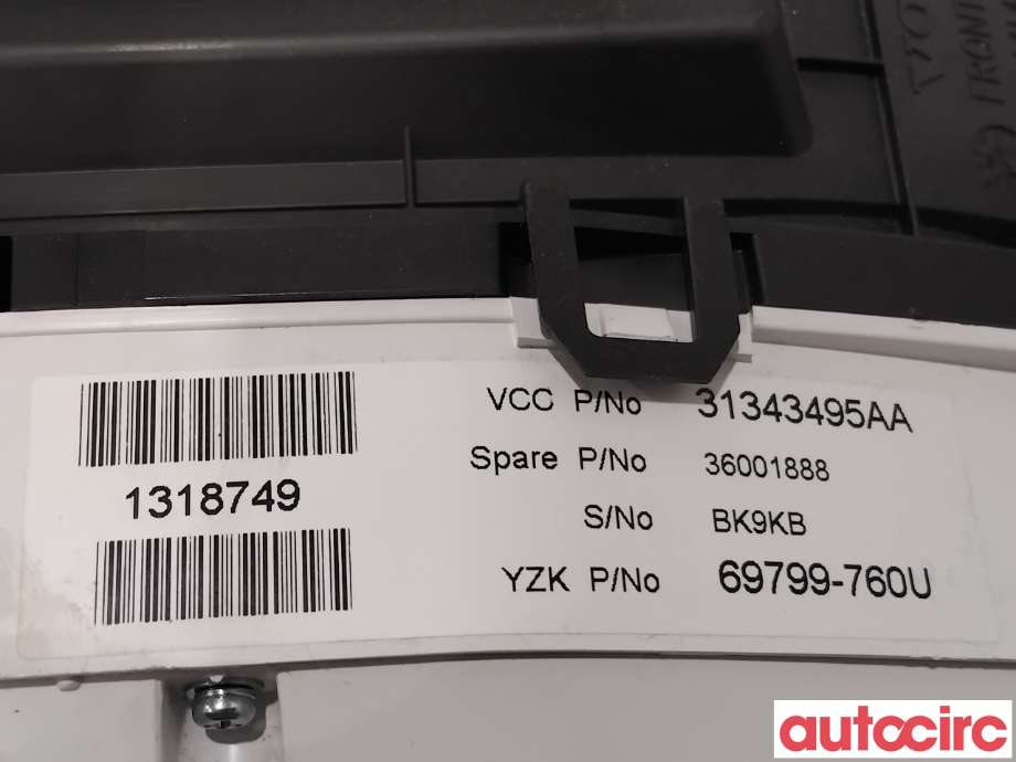 Instrumentpanel til Volvo V60 2010-2013 (Type I, Fase 1)  (VOLVO|36001888|69799-760U)