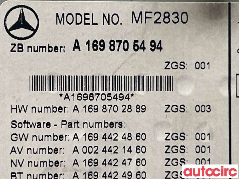 Bilstereo til Mercedes B-Klasse 2008-2011 (Fase 2) (W245) (W245) (MERCEDES|A1698705494)