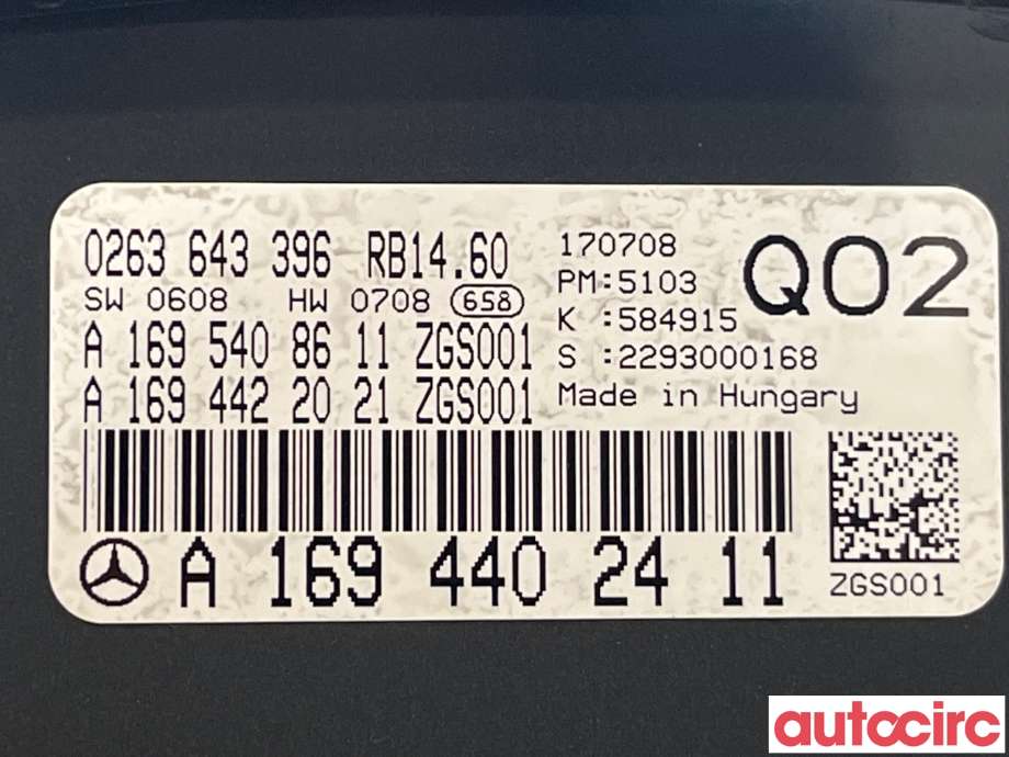 Instrumentpanel til Mercedes B-Klasse 2008-2011 (Fase 2) (W245) (W245) (MERCEDES|A1694402411)