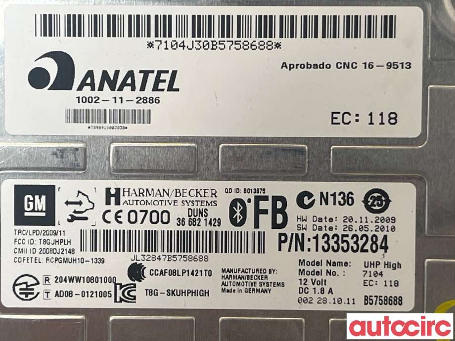 Styreenhet bluetooth til Opel Astra J 2010-2015  (OPEL|13353284)
