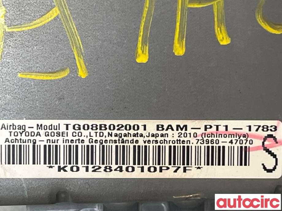 Airbag passasjer til Toyota Prius 2009-2016 (Type III) (COMBI) (COMBI) (TOYOTA|7396047070)