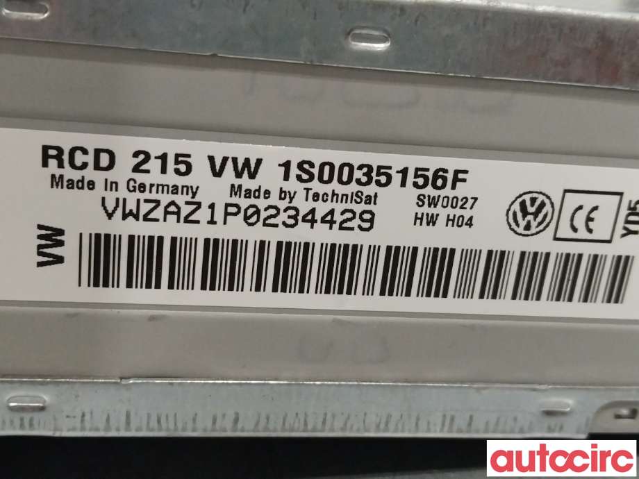 Bilstereo til VW E-Up 2013-2019  (VOLKSWAGEN|1S0057156FX|1S0057156F|1S0035156F)
