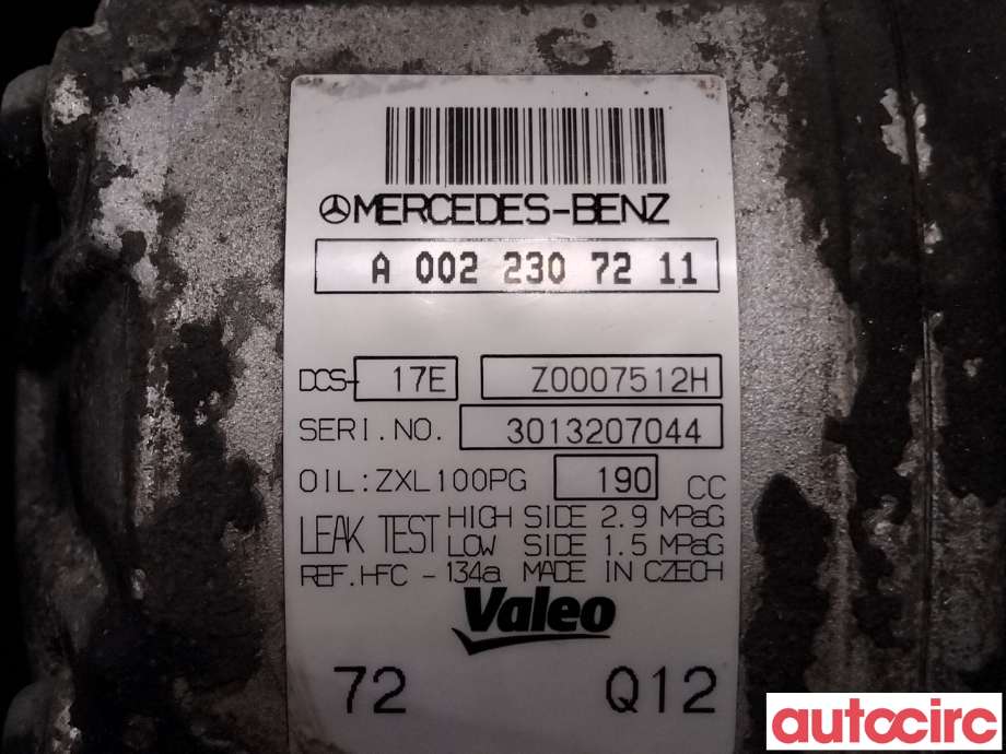 Aircondition kompressor til Mercedes Vito/Viano 2010-2014 (Fase 2) (W639) (W639) (MERCEDES|A0022307211|DCS-17E)