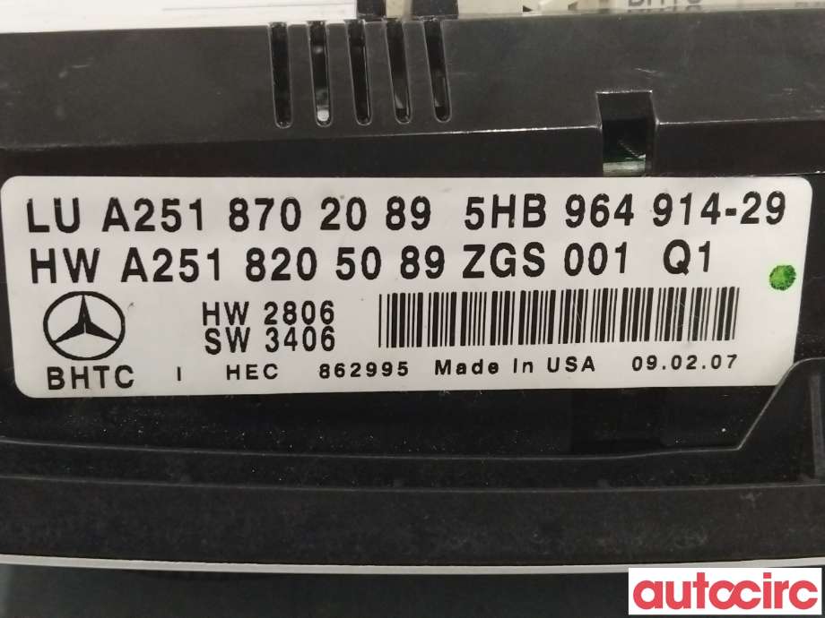 Varmeapparat betjening til Mercedes R-Klasse 2006-2013 (W251) (W251) (MERCEDES|A2518702089)