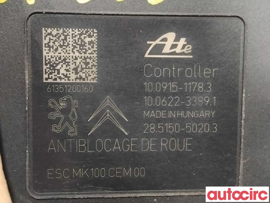 ABS sentral til Citroën DS3 2010-2019  (CITROEN|1680934080|100915-11783|9806891780)