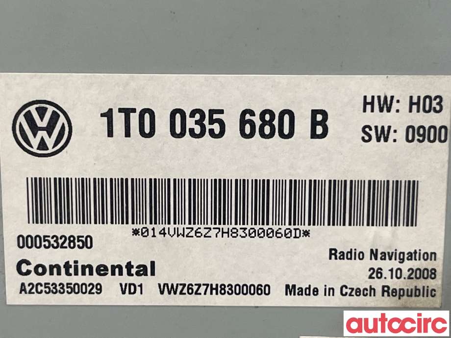 Bilstereo til VW Tiguan 2007-2011 (Type I, Fase 1)  (VOLKSWAGEN|1T0035680B)