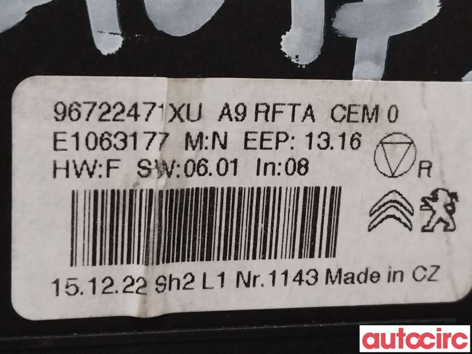 Varmeapparat betjening til Peugeot 2008 2013-2019 (Type I)  (PEUGEOT|9819570680|96722471XU)