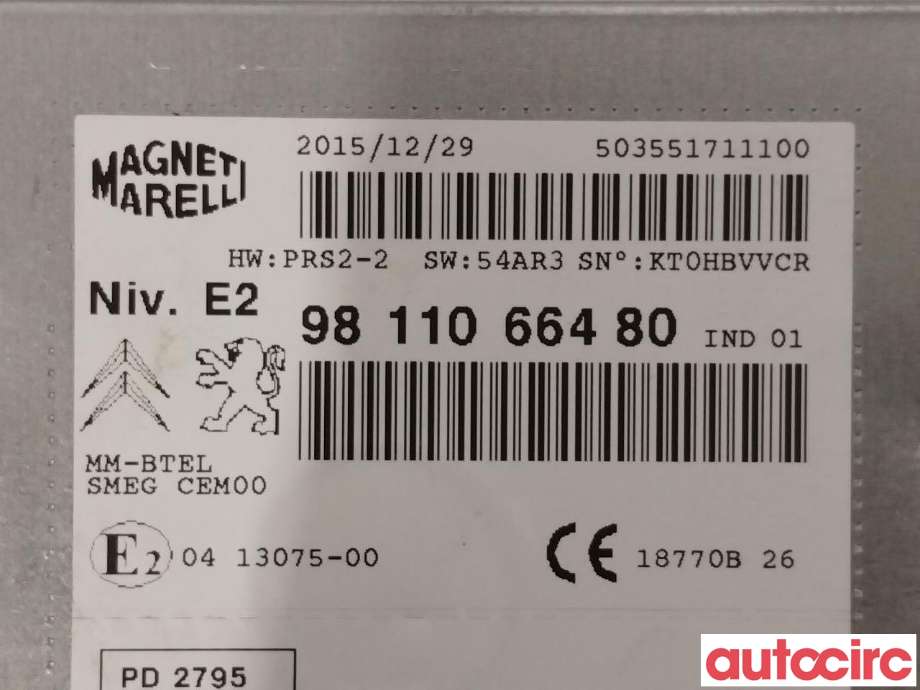 Bilstereo til Peugeot 2008 2013-2019 (Type I)  (PEUGEOT|1613489280|9811066480)