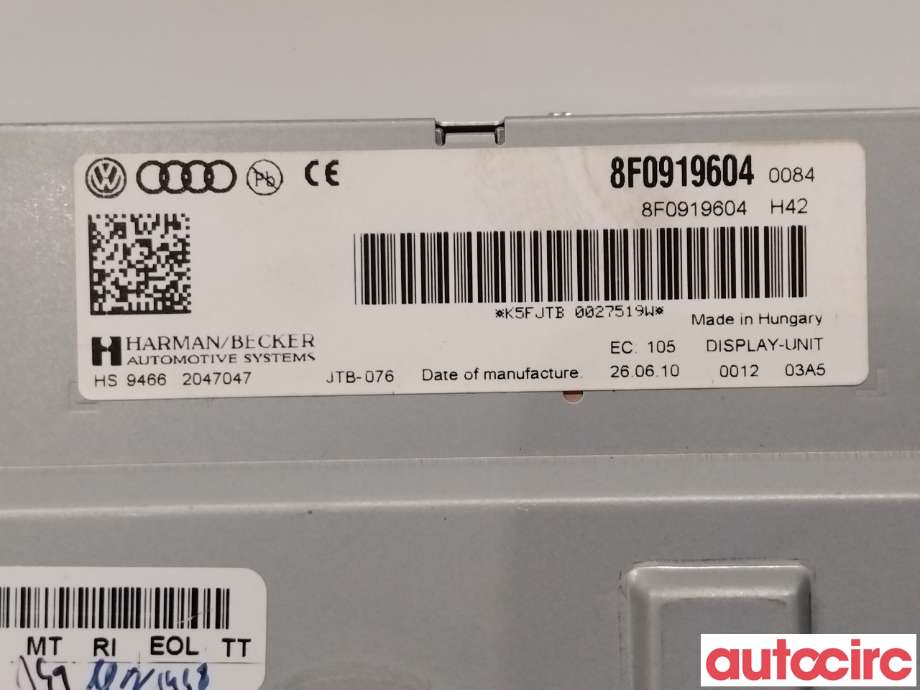 Instrument kjørecomputer til Audi Q5 2008-2012 (Type I, Fase 1)  (AUDI|8R0919604|8R0919604A)